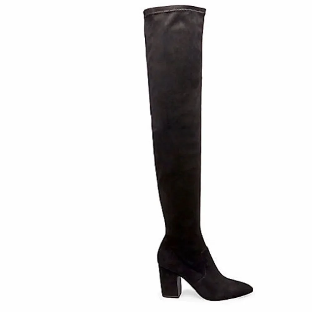 Steve Madden Larah Over The Knee Boots Black Heeled Sock Boot Size 8